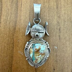 Bennie Ration Kachina Sterling Silver and Turquoise Native American Pendant